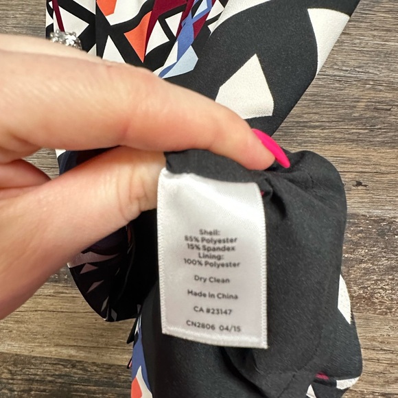 Talbots Geometric Black and White Sheath Mini Dress Crew Neck Short Sleeve - Picture 5 of 7